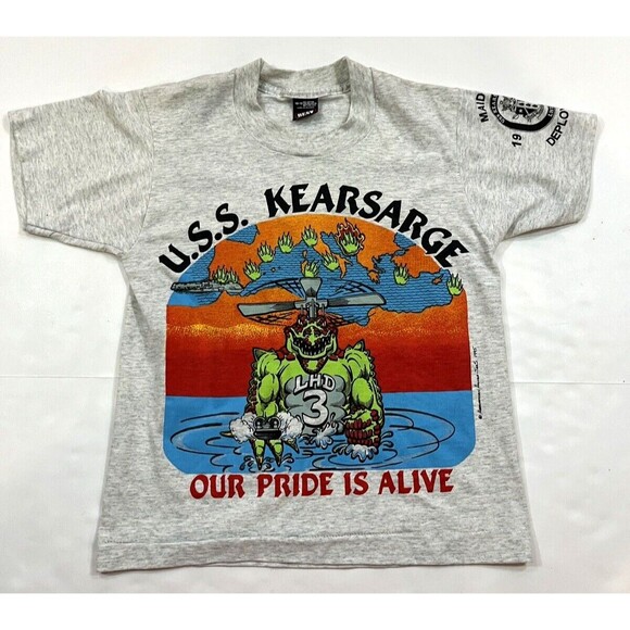 Vintage 90s Kids USS Kearsarge Maiden Deployment 1995 Tee Single Stitch USA Made - Picture 1 of 7